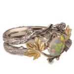 Yellow Gold Maple Leaf Opal Bridal Set