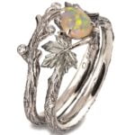 Twig and Maple Leaf Opal Bridal Set Platinum