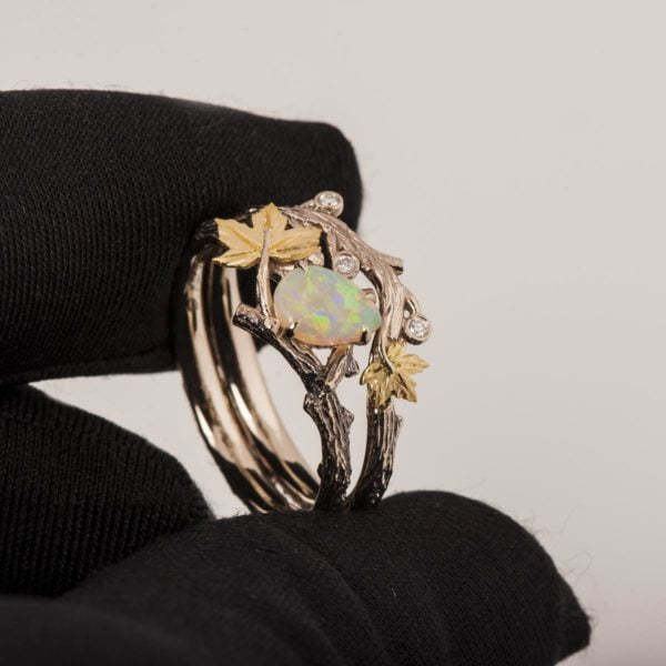 Twig and Maple Leaf Opal Bridal Set Yellow Gold Catalogue