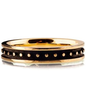 Black and Yellow Gold Dots Wedding Ring