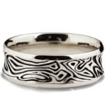Textured Black and White Gold Unique Wedding Ring