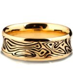 Textured Black and Yellow Gold Unique Wedding Ring