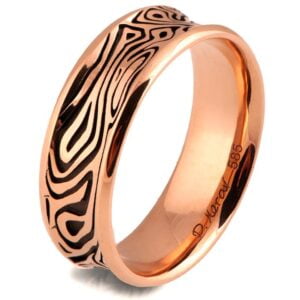 Textured Black and Rose Gold Zebra Wedding Ring