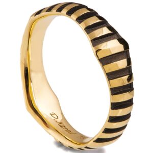 Black Striped and Gold Wedding Band Rose Gold
