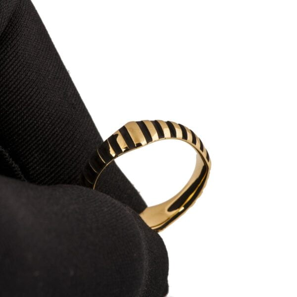 Black Striped and Gold Wedding Band Yellow Gold Catalogue