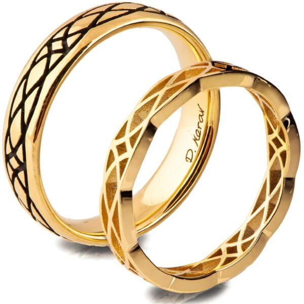 His & Hers Wedding Bands Yellow Gold