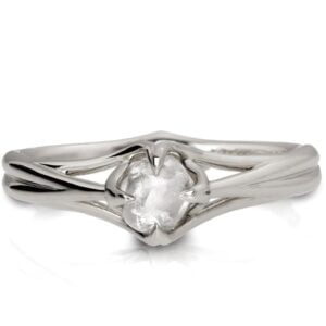 White Gold Solitaire Rough Diamond Engagement Ring