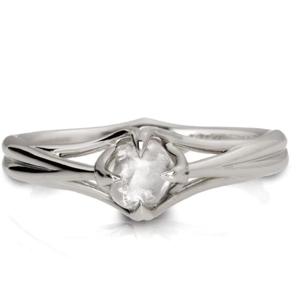 White Gold Solitaire Rough Diamond Engagement Ring