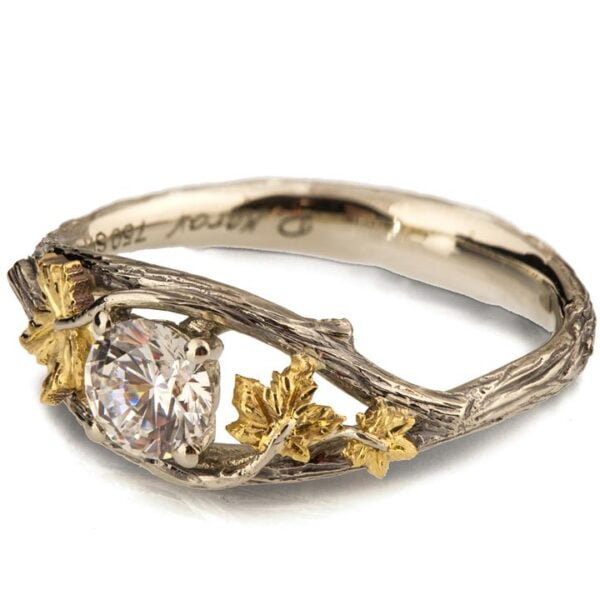 Twig and Maple Leaf Engagement Ring Yellow Gold and Diamond Catalogue