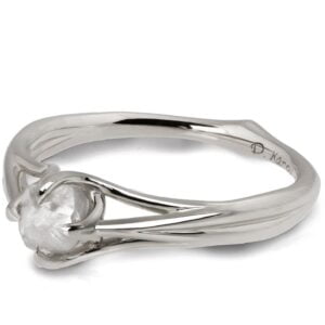 Solitaire Platinum Raw Diamond Engagement Ring 4 Prongs