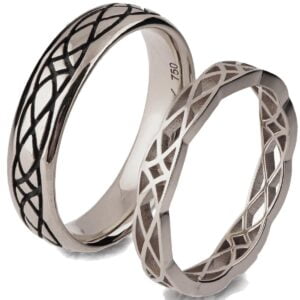 White Gold His & Hers Celtic Wedding Bands