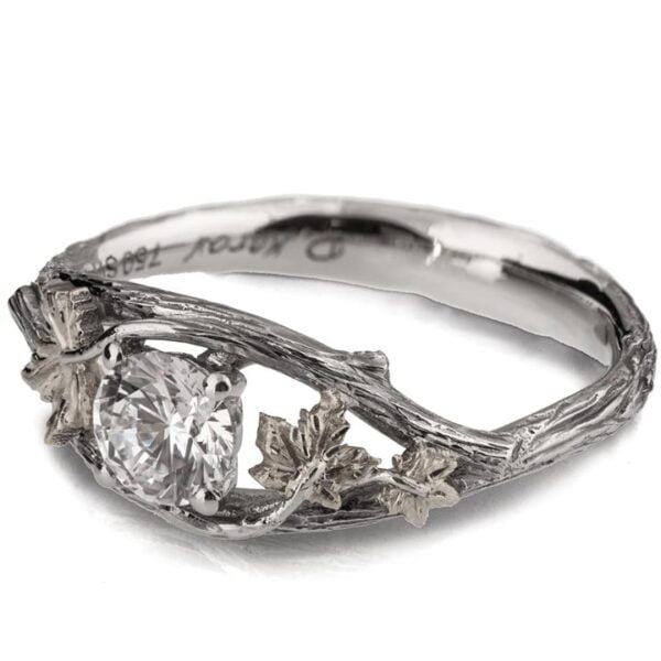 Twig and Maple Leaf Engagement Ring White Gold and Diamond Catalogue