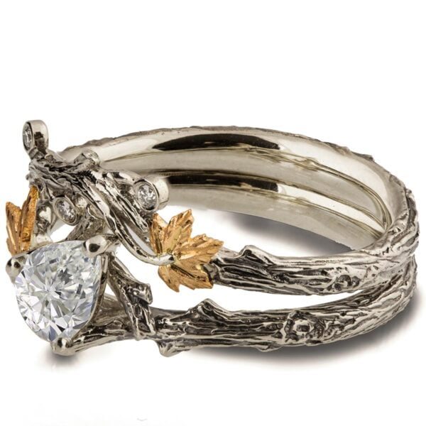Twig and Maple Leaf Bridal Set Yellow Gold and Moissanite Catalogue