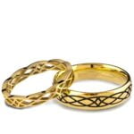 His & Hers Celtic Wedding Bands Yellow Gold