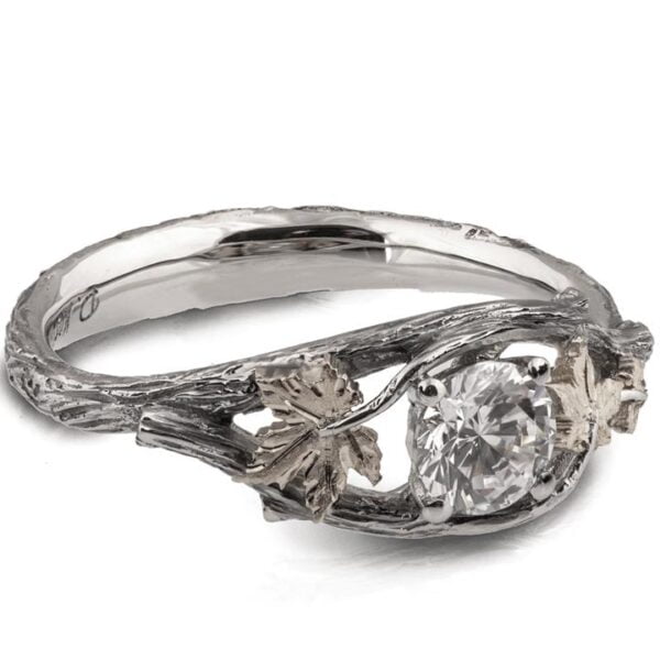 Twig and Maple Leaf Engagement Ring Platinum and Diamond Catalogue