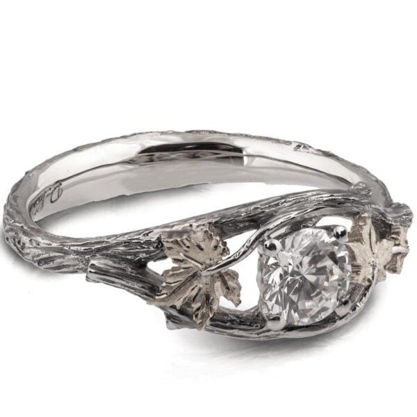 Twig and Maple Leaf Engagement Ring Platinum and Moissanite Catalogue