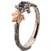 Twig and Maple Leaf Engagement Ring Platinum and Teal Sapphire Catalogue