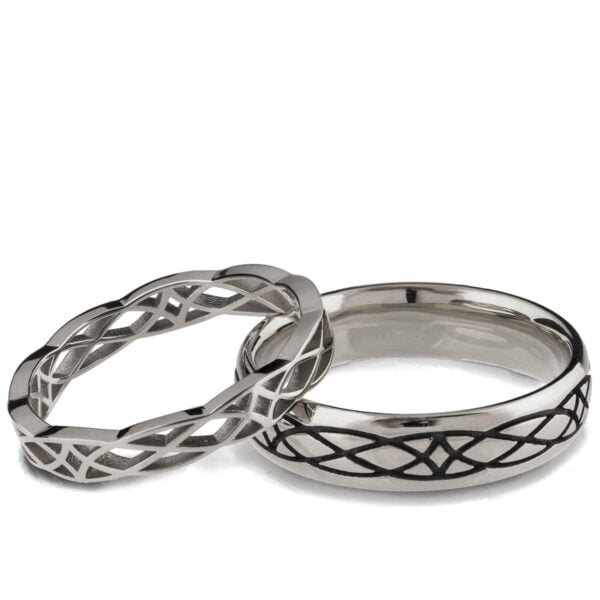 His & Hers Celtic Wedding Bands White Gold
