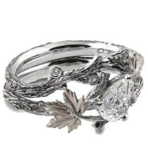 Twig and Maple Leaf Bridal Set White Gold and Moissanite Catalogue