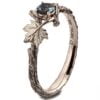 Twig and Maple Leaf Engagement Ring Rose Gold and Teal Sapphire Catalogue