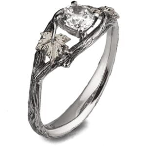 Twig and Maple Leaf Engagement Ring White Gold and Diamond Catalogue
