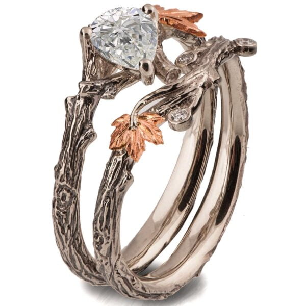 Twig and Maple Leaf Bridal Set Rose Gold and Moissanite Catalogue