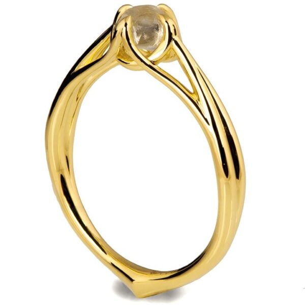 Yellow Gold Raw Diamond Solitaire Engagement Ring
