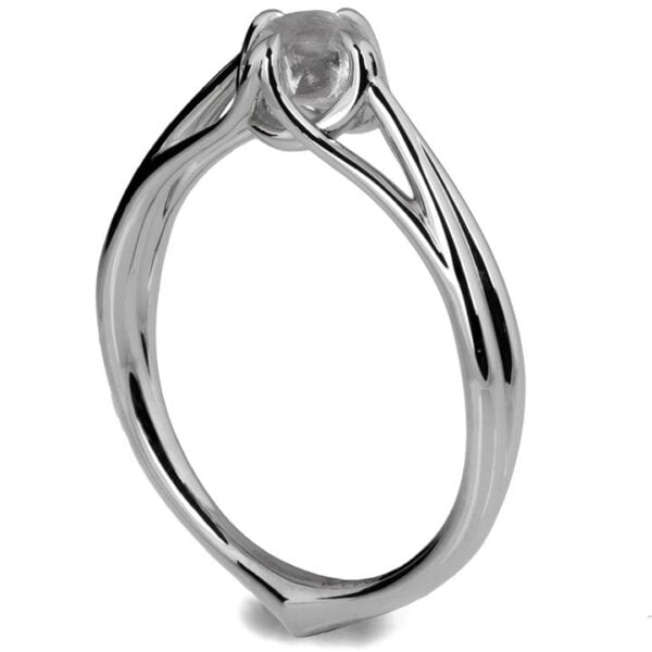 White Gold Raw Diamond Solitaire Engagement Ring