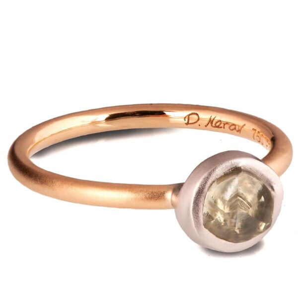 Minimalistic Raw Diamond Solitaire Engagement Ring Rose Gold and Platinum Catalogue