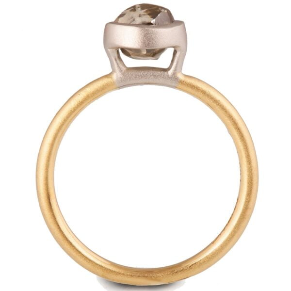 Minimalistic Raw Diamond Solitaire Engagement Ring Yellow Gold and Platinum
