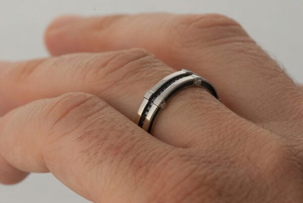 Men’s Wedding Band White Gold and Black Diamonds BNG8 Catalogue