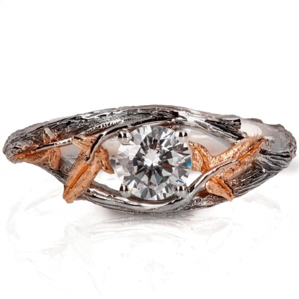 Moissanite Ivy Leaf Engagement Ring Platinum