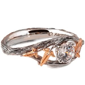 Nature inspired Ivy Leaf Engagement Diamond Ring Platinum
