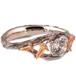 Nature inspired Ivy Leaf Engagement Diamond Ring Rose Gold