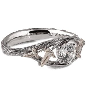Ivy Leaf Moissanite White Gold Engagement Ring