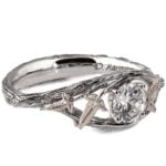 Nature inspired Ivy Leaf Engagement Diamond Ring White Gold