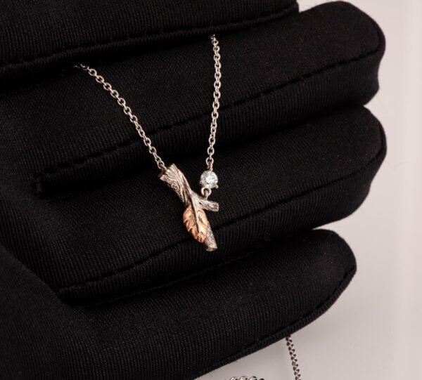 Twig and Leaf Rose Gold and Diamond Pendant Catalogue