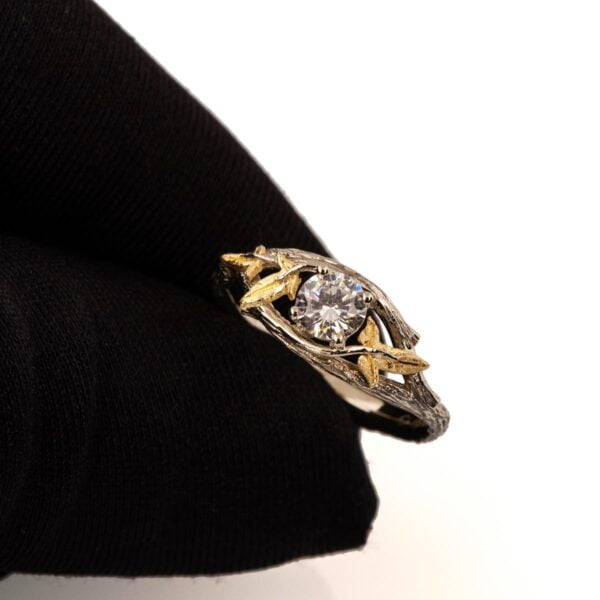 Twig and Ivy Leaf Engagement Ring Yellow Gold and Diamond Catalogue