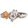 Pear Moissanite Fig Leaf Engagement Ring White and Rose Gold
