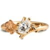 Twig and Fig Leaf Pear Diamond Engagement Ring Yellow and Rose Gold