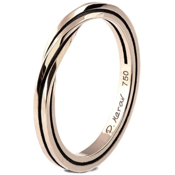 Mobius Wedding Band Black and White Gold