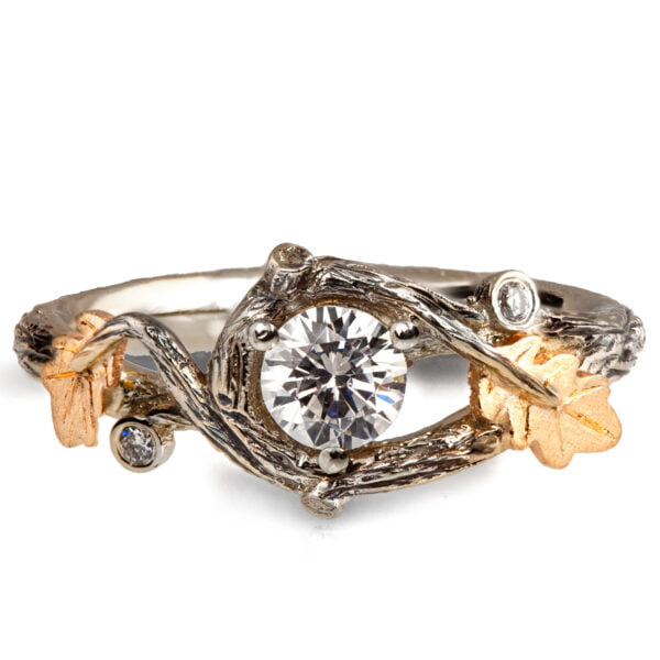 Twig and Oak Leaf Engagement Ring Rose Gold and Diamond Catalogue