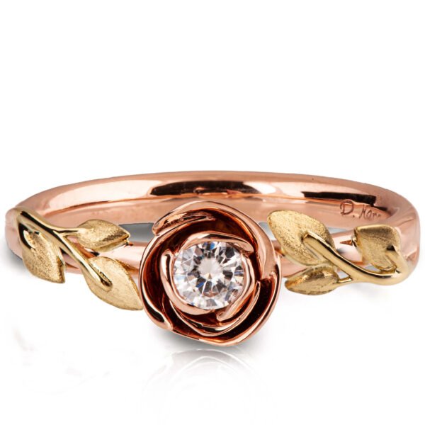 Rose Engagement Ring Rose Gold and Yellow Gold With Moissanite Catalogue