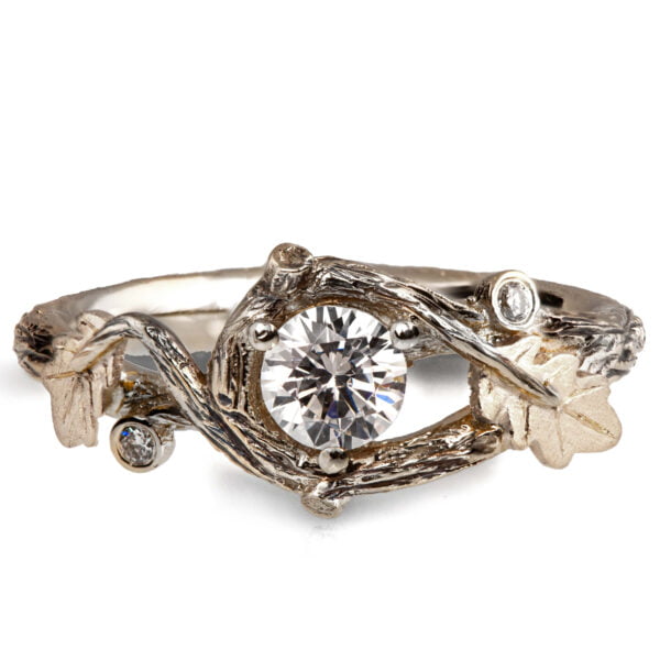 Twig and Oak Leaf Engagement Ring White Gold and Diamond Catalogue