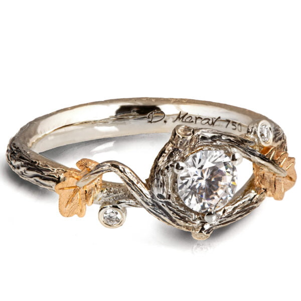 Twig and Oak Leaf Engagement Ring Rose Gold and Diamond Catalogue