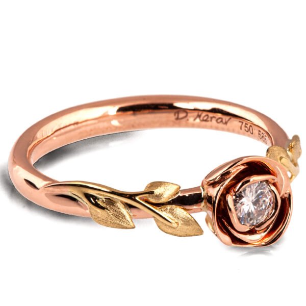 Rose Engagement Ring Rose Gold and Yellow Gold With Moissanite Catalogue