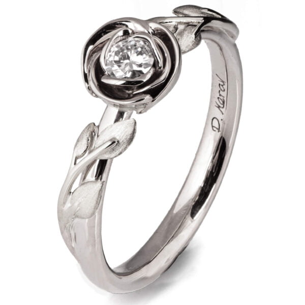 Rose Engagement Ring Platinum and Moissanite Catalogue