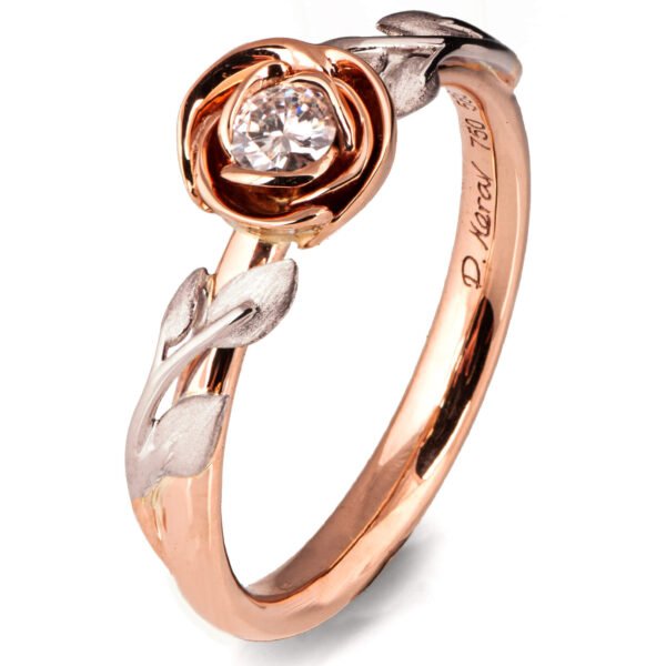 Rose Diamond Engagement Ring Two Toned Gold