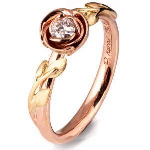 Rose Diamond Ring Two Toned Gold