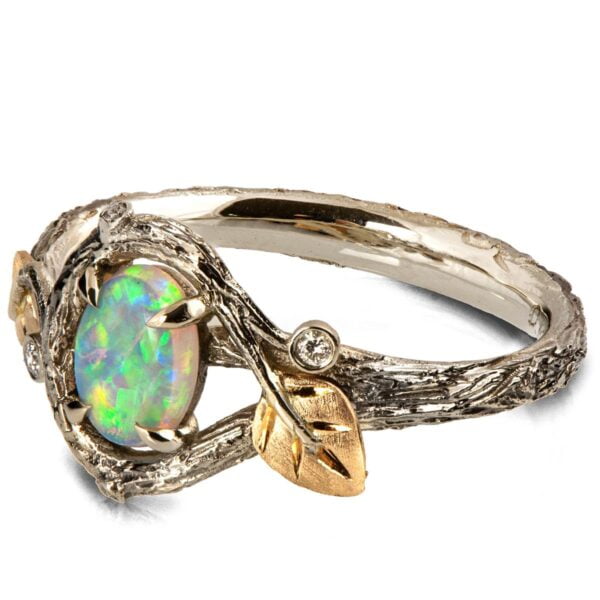 Twig and Leaves Opal Ring Yellow Gold Catalogue